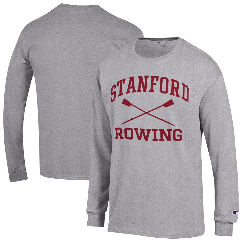 Men's Champion Gray Stanford Cardinal Rowing Jersey Long Sleeve T-Shirt