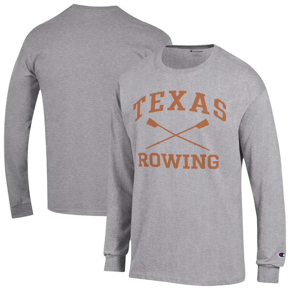 Men's Champion Gray Texas Longhorns Rowing Jersey Long Sleeve T-Shirt