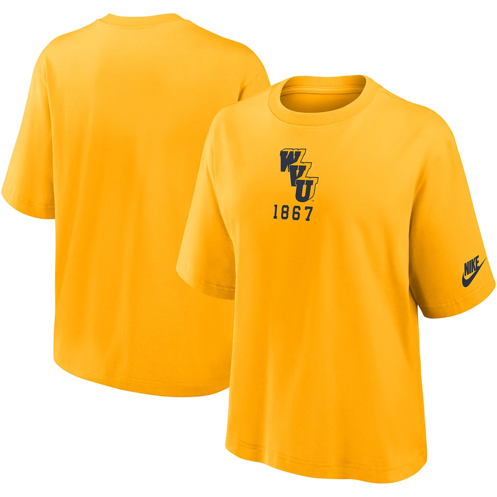 Women's Nike Gold West Virginia Mountaineers Legacy Established Boxy T-Shirt