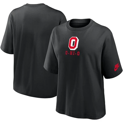 Women's Nike Black Ohio State Buckeyes Legacy Established Boxy T-Shirt