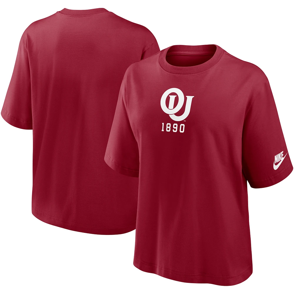 Women's Nike Crimson Oklahoma Sooners Legacy Established Boxy T-Shirt