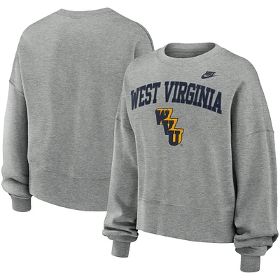 Women's Nike Heather Gray West Virginia Mountaineers Oversized Legacy Classic Pullover Sweatshirt