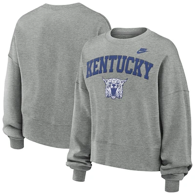 Women's Nike Heather Gray Kentucky Wildcats Oversized Legacy Classic Pullover Sweatshirt