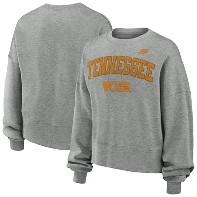 Women's Nike Heather Gray Tennessee Volunteers Oversized Legacy Classic Pullover Sweatshirt