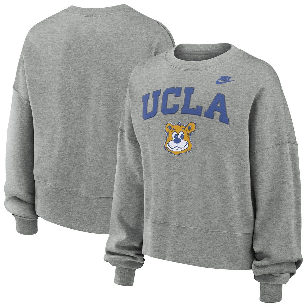 Women's Nike Heather Gray UCLA Bruins Oversized Legacy Classic Pullover Sweatshirt