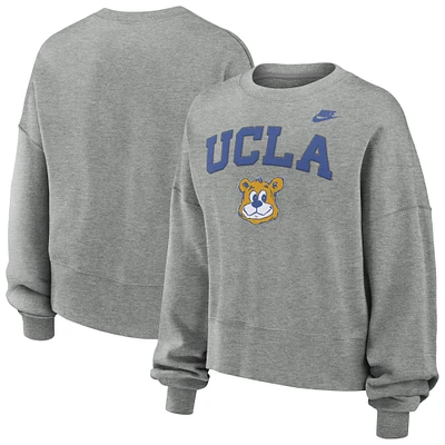 Women's Nike Heather Gray UCLA Bruins Oversized Legacy Classic Pullover Sweatshirt