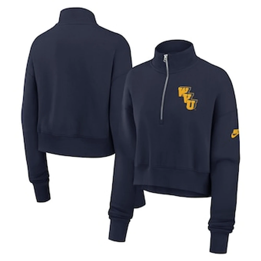 Women's Nike Navy West Virginia Mountaineers Legacy Elevated Logo Half-Zip Sweatshirt