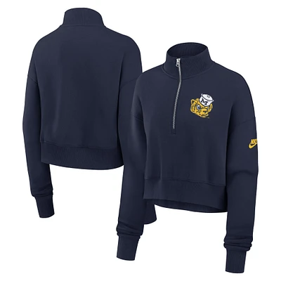 Women's Nike Navy Michigan Wolverines Legacy Elevated Logo Half-Zip Sweatshirt