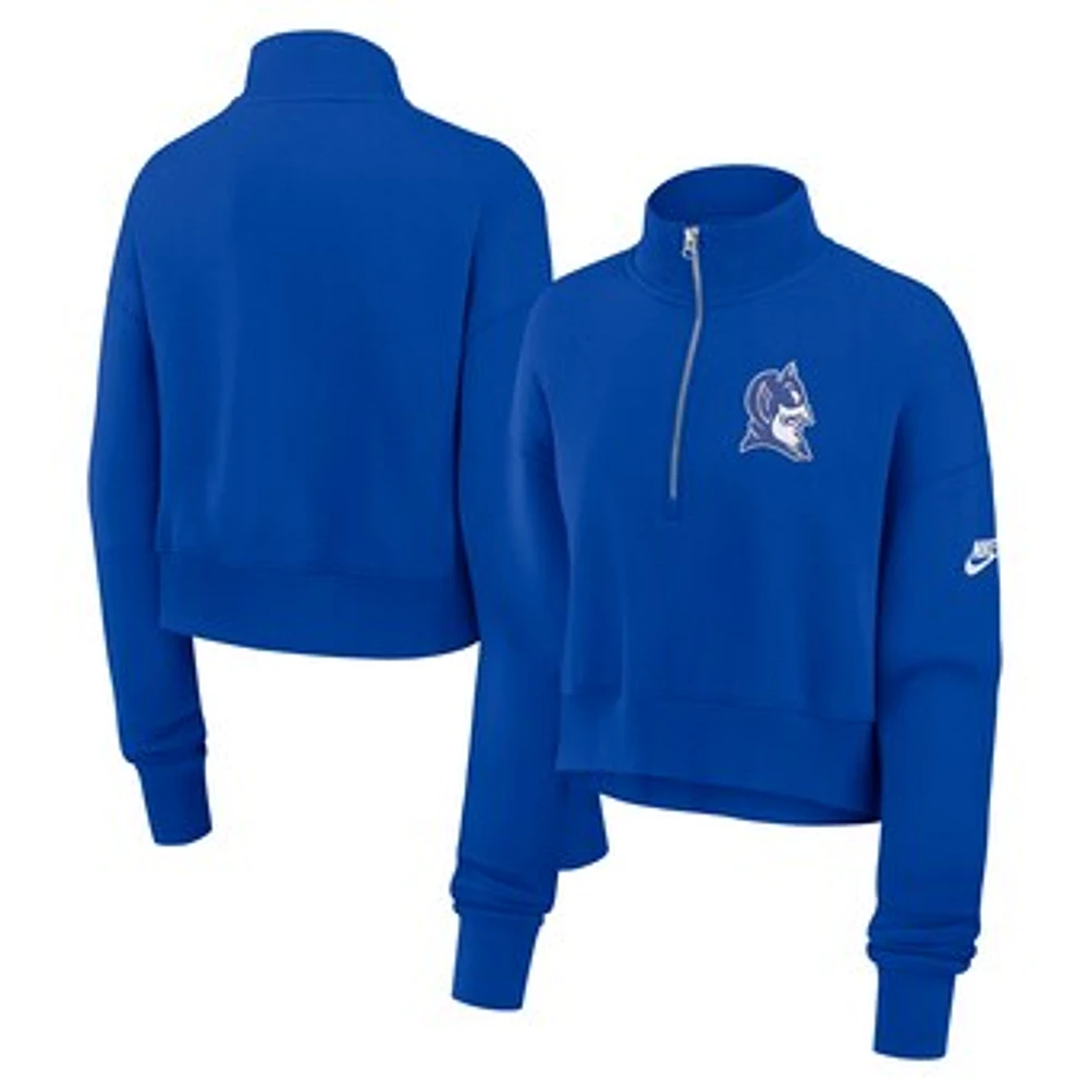 Women's Nike Royal Duke Blue Devils Legacy Elevated Logo Half-Zip Sweatshirt