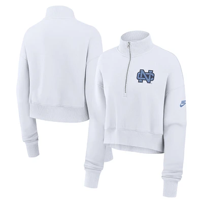 Women's Nike White North Carolina Tar Heels Legacy Elevated Logo Half-Zip Sweatshirt