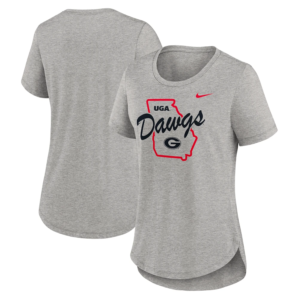 Women's Nike Heather Gray Georgia Bulldogs Local Campus Location Mantra Tri-Blend T-Shirt