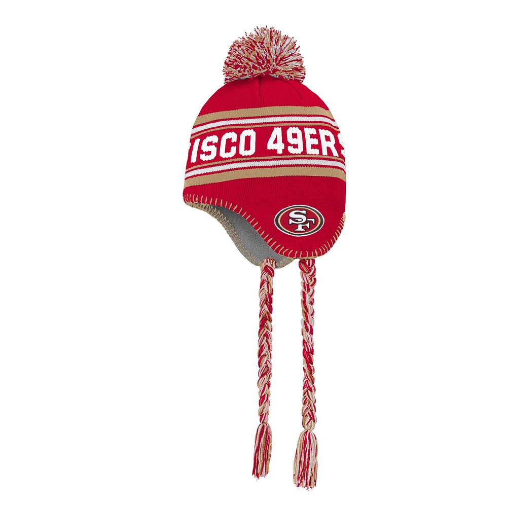 Youth Outerstuff Scarlet San Francisco 49ers Jacquard Tassel Knit Hat with Pom
