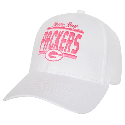 Girls Youth Green Bay Packers All White Structured Adjustable Hat