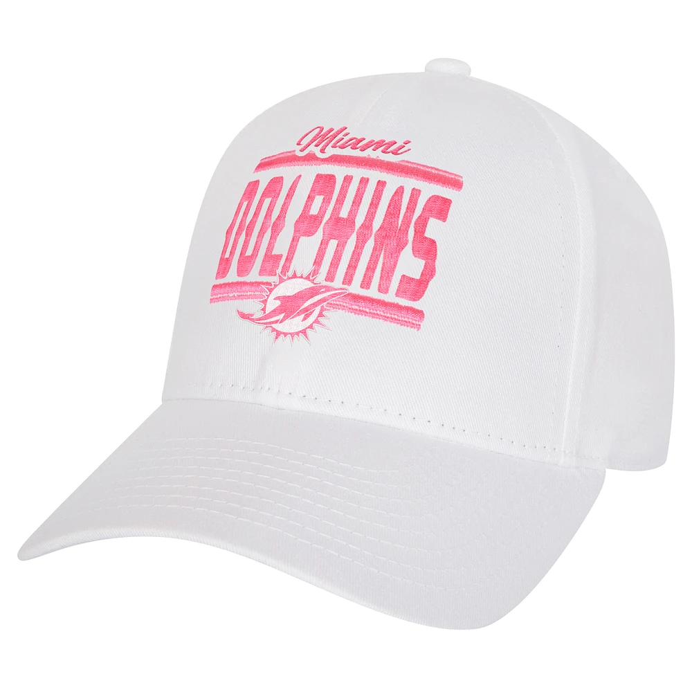 Girls Youth Miami Dolphins All White Structured Adjustable Hat