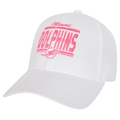 Girls Youth Miami Dolphins All White Structured Adjustable Hat