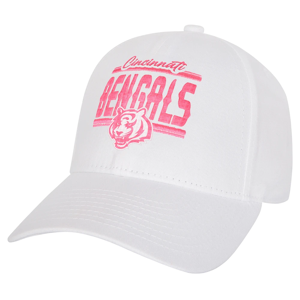 Girls Youth Cincinnati Bengals All White Structured Adjustable Hat
