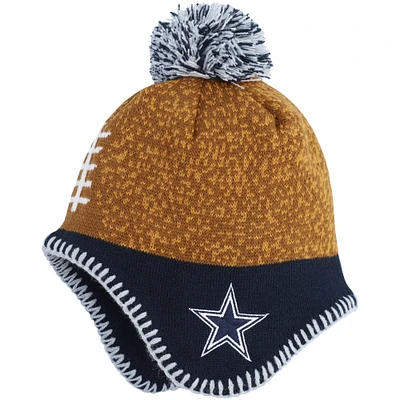 Preschool Brown Dallas Cowboys Football Head Knit Hat with Pom
