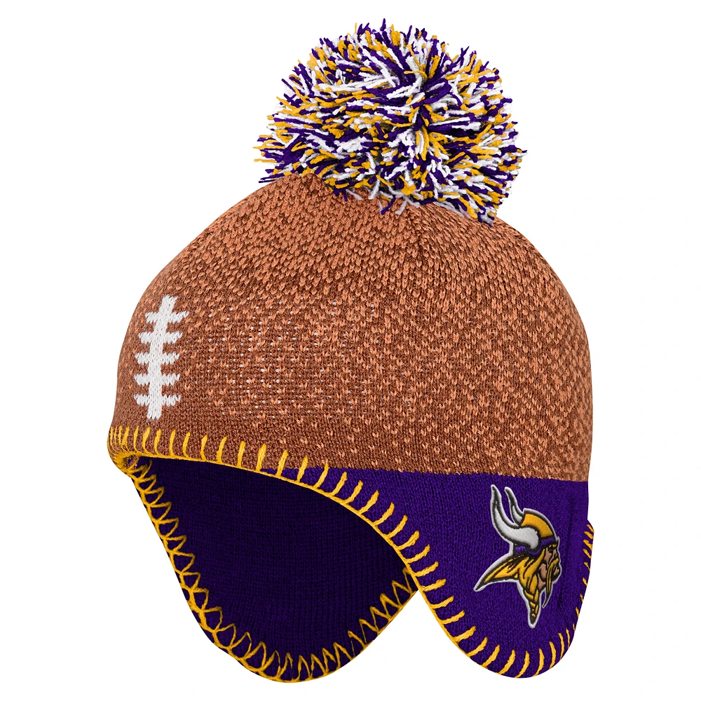 Preschool Brown Minnesota Vikings Football Head Knit Hat with Pom