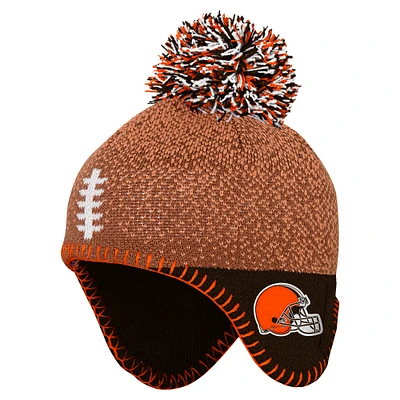 Preschool Brown Cleveland Browns Football Head Knit Hat with Pom
