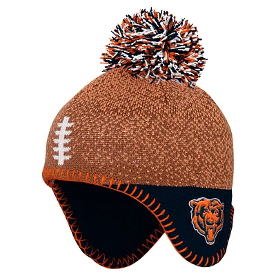 Preschool Brown Chicago Bears Football Head Knit Hat with Pom