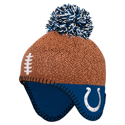 Preschool Brown Indianapolis Colts Football Head Knit Hat with Pom