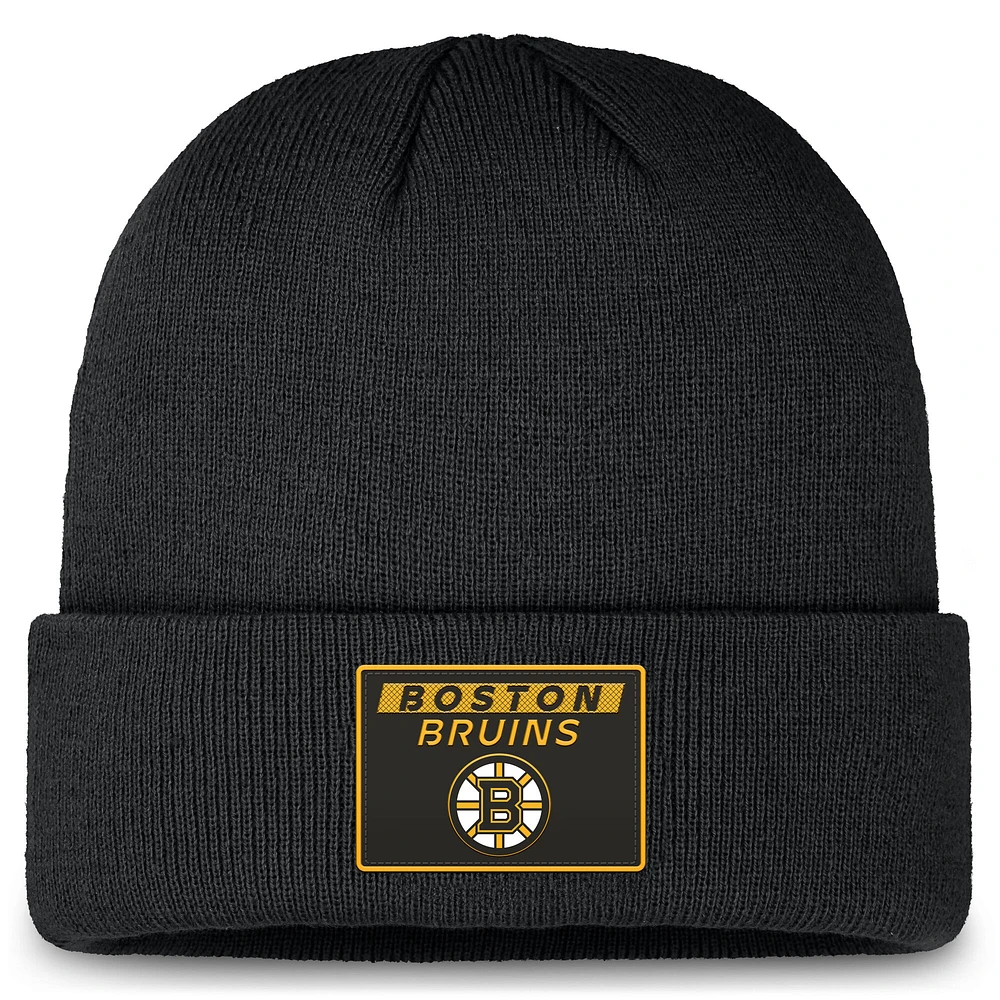 Men's Fanatics Black Boston Bruins Authentic Pro Cuffed Knit Hat