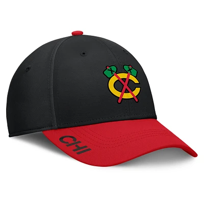 Men's Fanatics Black/Red Chicago Blackhawks Authentic Pro Rink Flex Hat