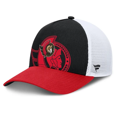 Men's Fanatics Black/Red Ottawa Senators Authentic Pro A-Frame Rink Adjustable Hat