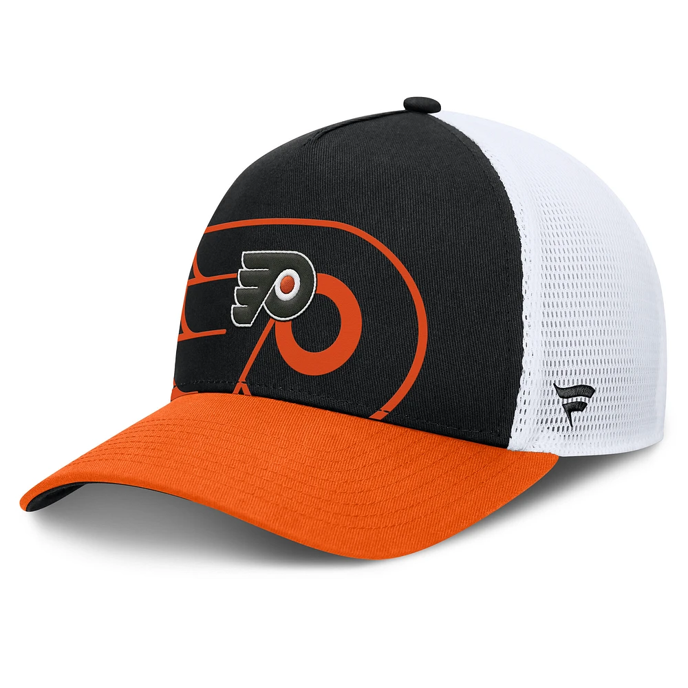 Men's Fanatics Black/Orange Philadelphia Flyers Authentic Pro A-Frame Rink Adjustable Hat