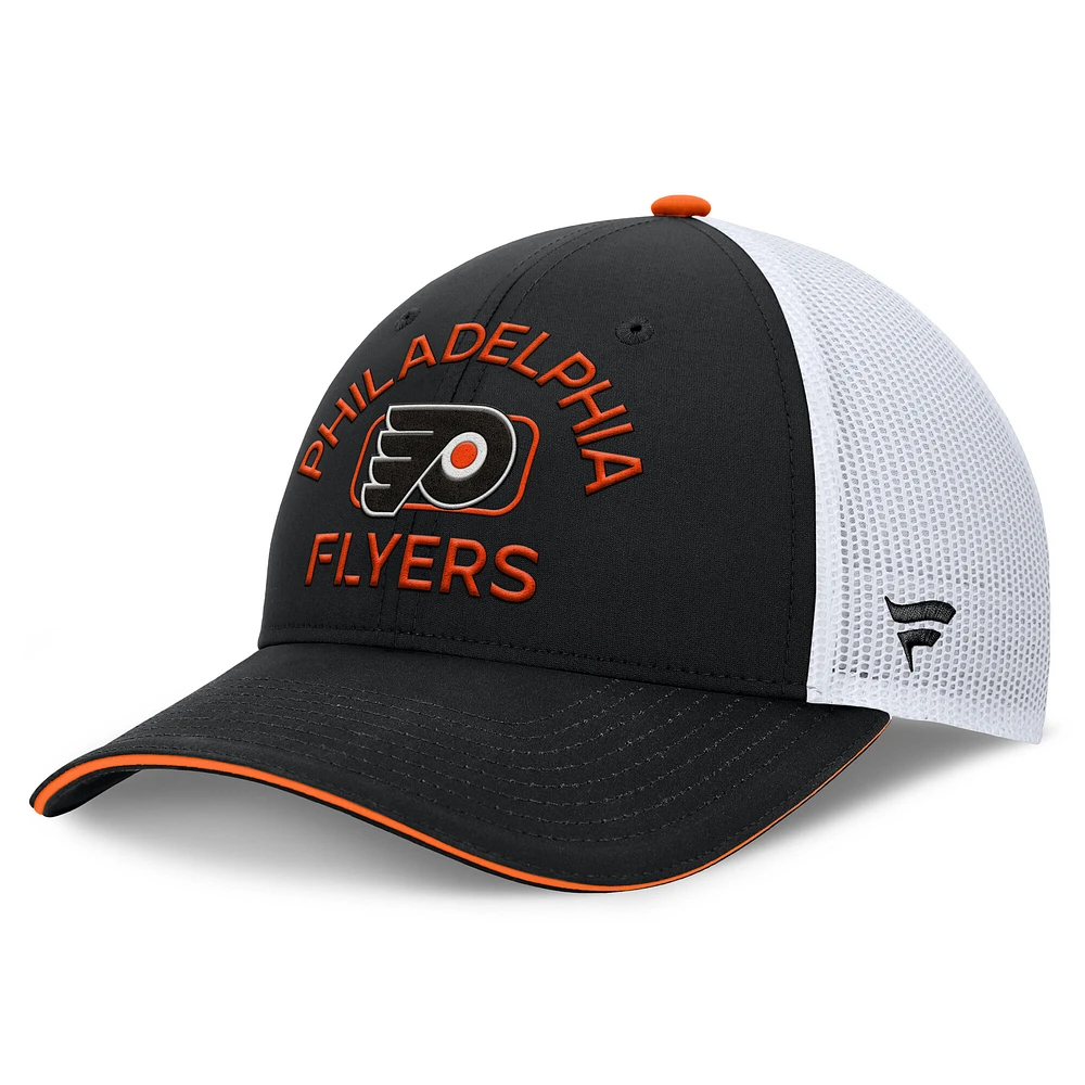 Men's Fanatics Black/White Philadelphia Flyers Authentic Pro Rink Trucker Hat
