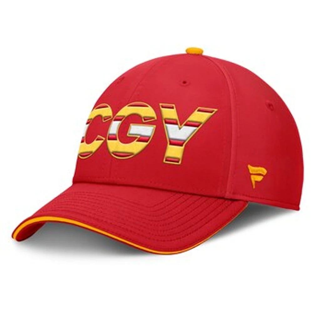 Men's Fanatics Red/Gold Calgary Flames Authentic Pro Rink Team Code Flex Hat
