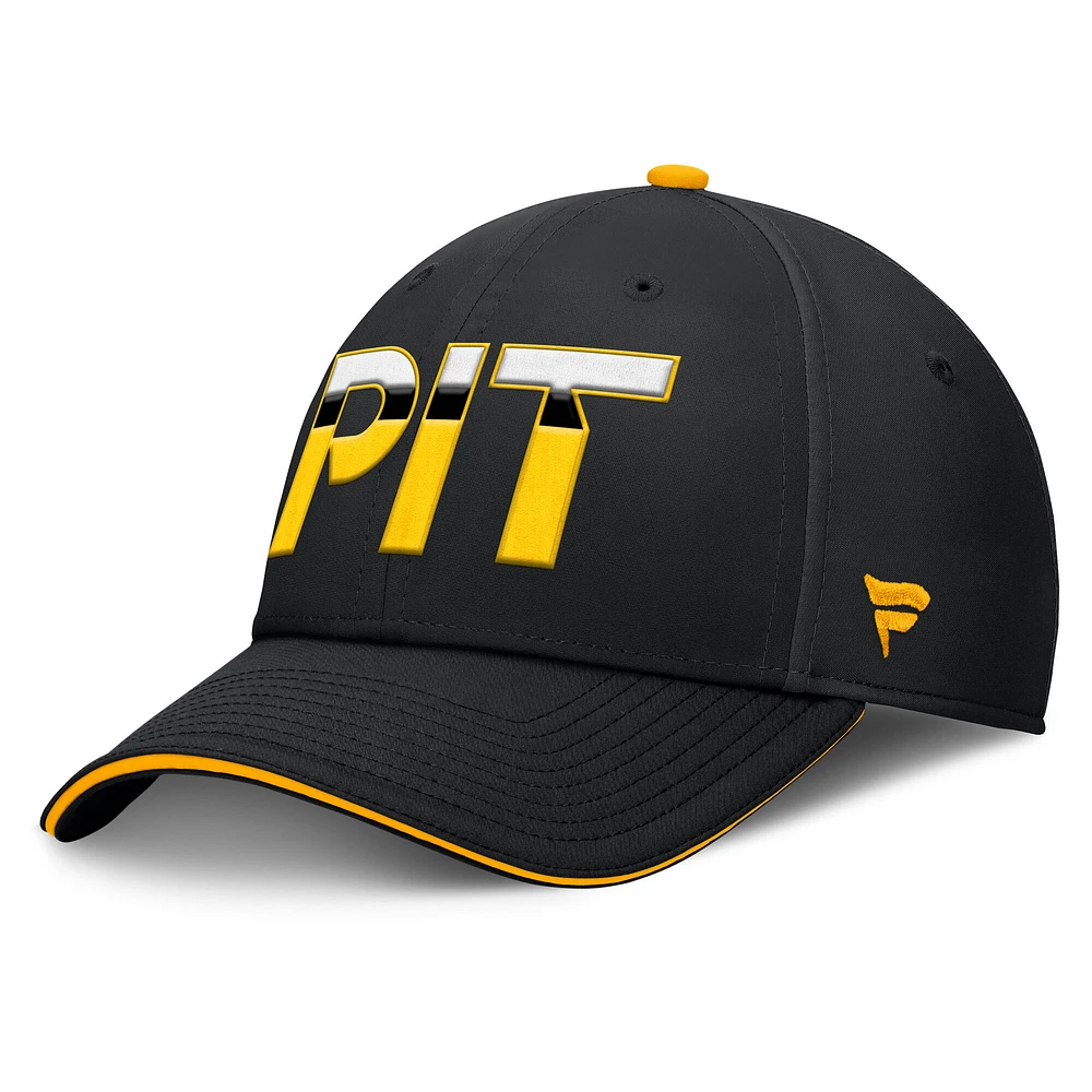 Men's Fanatics Black/Gold Pittsburgh Penguins Authentic Pro Rink Team Code Flex Hat