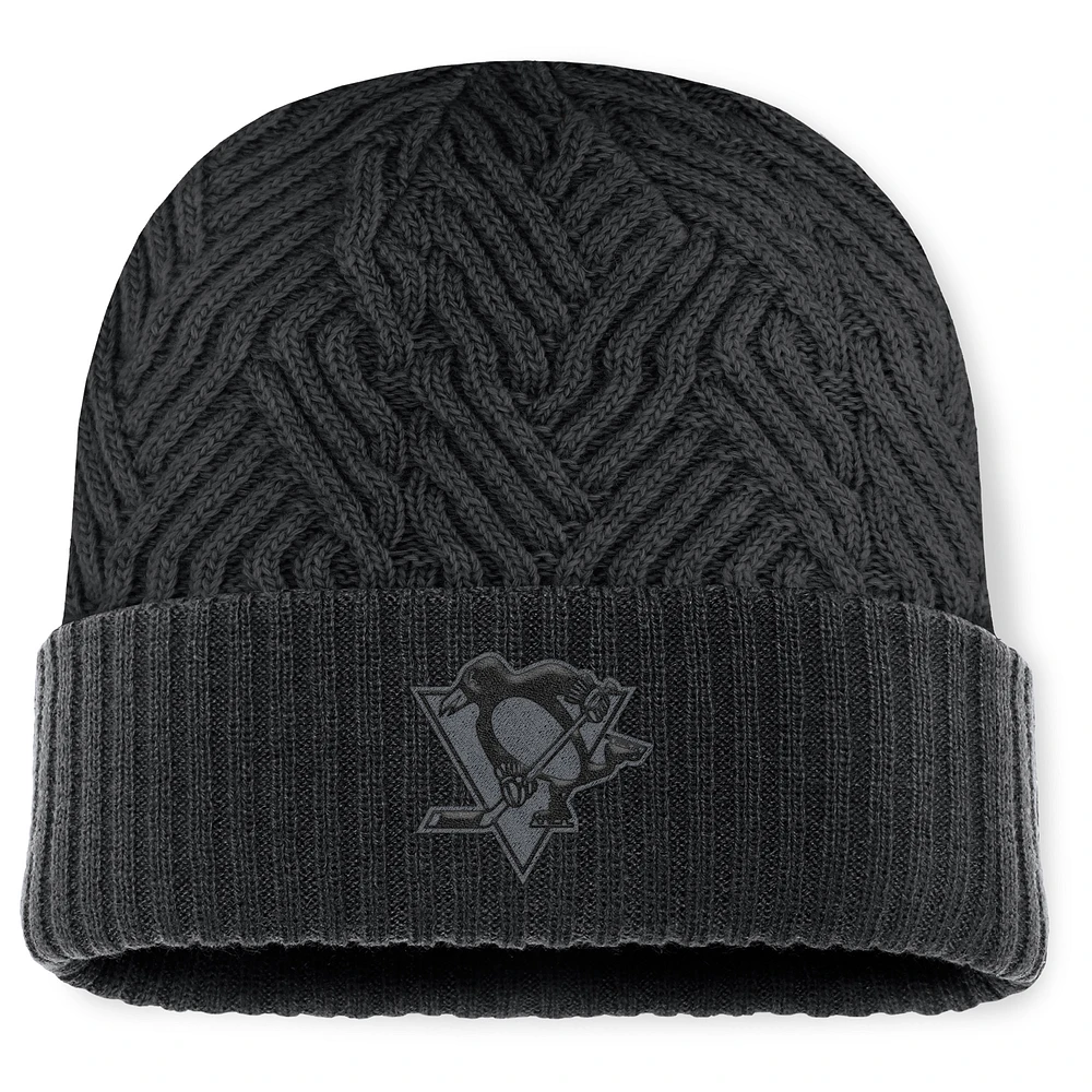 Men's Fanatics Black Pittsburgh Penguins Authentic Pro Road Cuffed Knit Hat