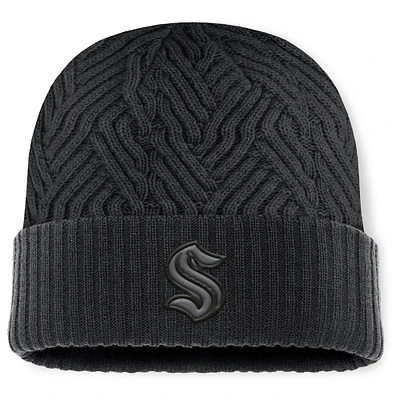 Men's Fanatics Black Seattle Kraken Authentic Pro Road Cuffed Knit Hat