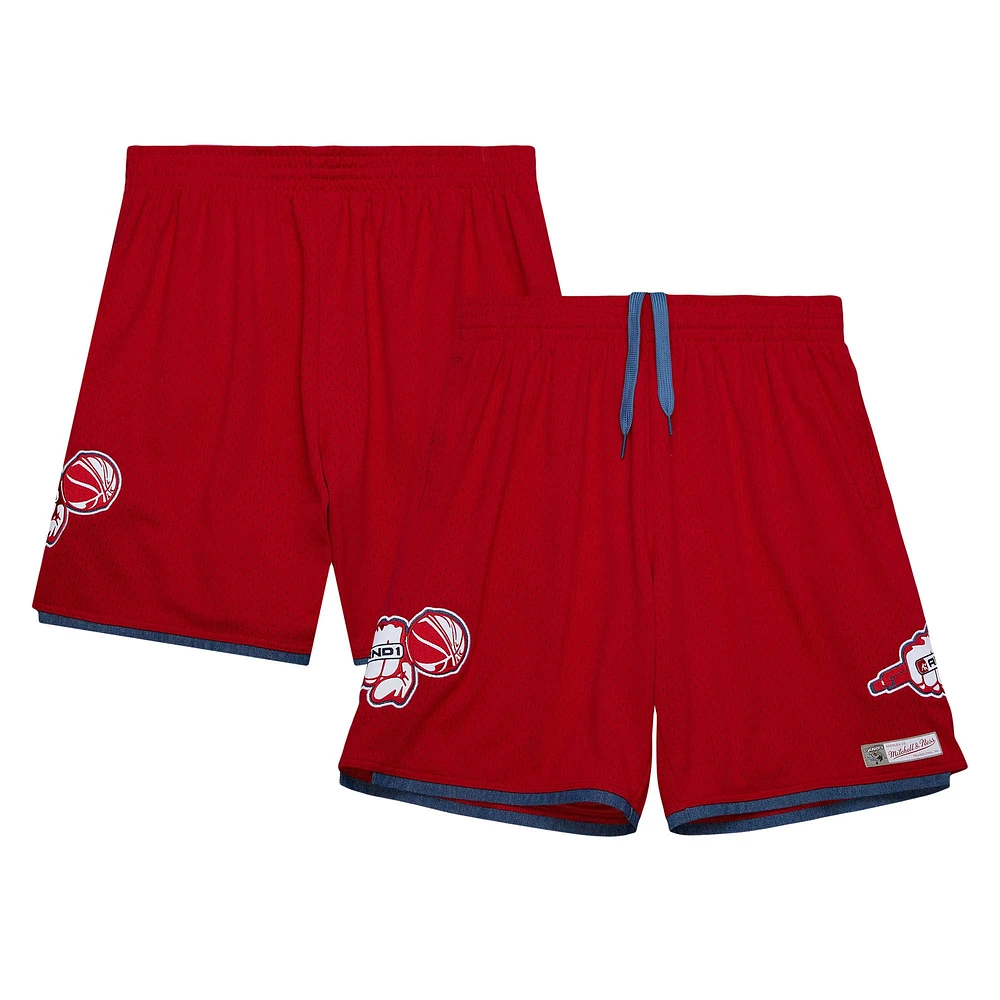Men's Mitchell & Ness Red AND1 Mixtape Mesh Shorts