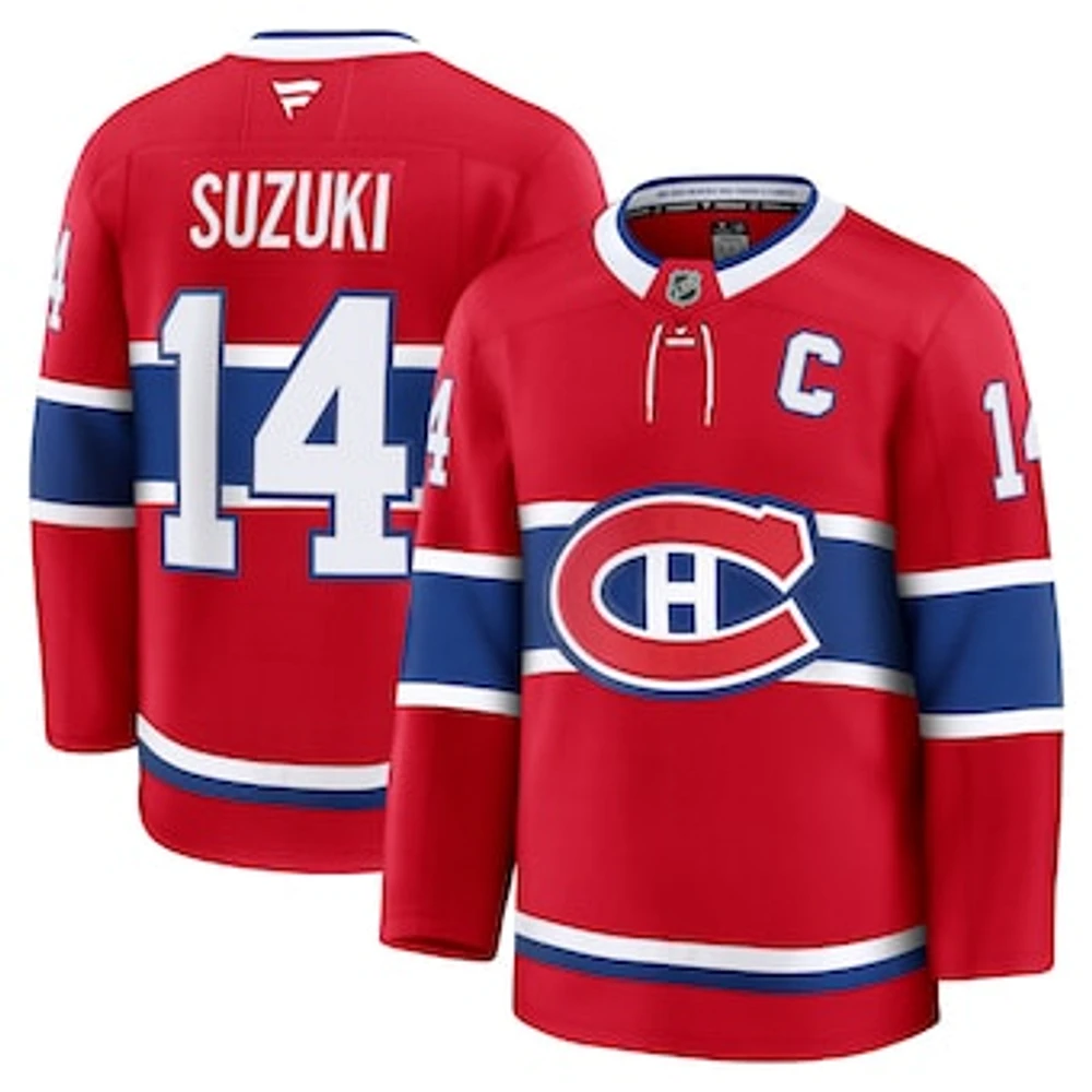 Men's Fanatics Nick Suzuki Red Montreal Canadiens Home Premium Jersey