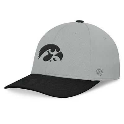 Men's Top of the World Gray/Black Iowa Hawkeyes Mick Flex Hat