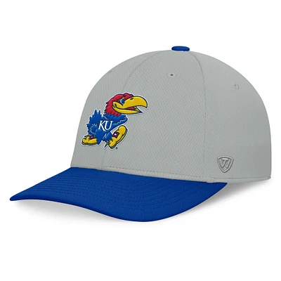 Men's Top of the World Gray/Royal Kansas Jayhawks Mick Flex Hat