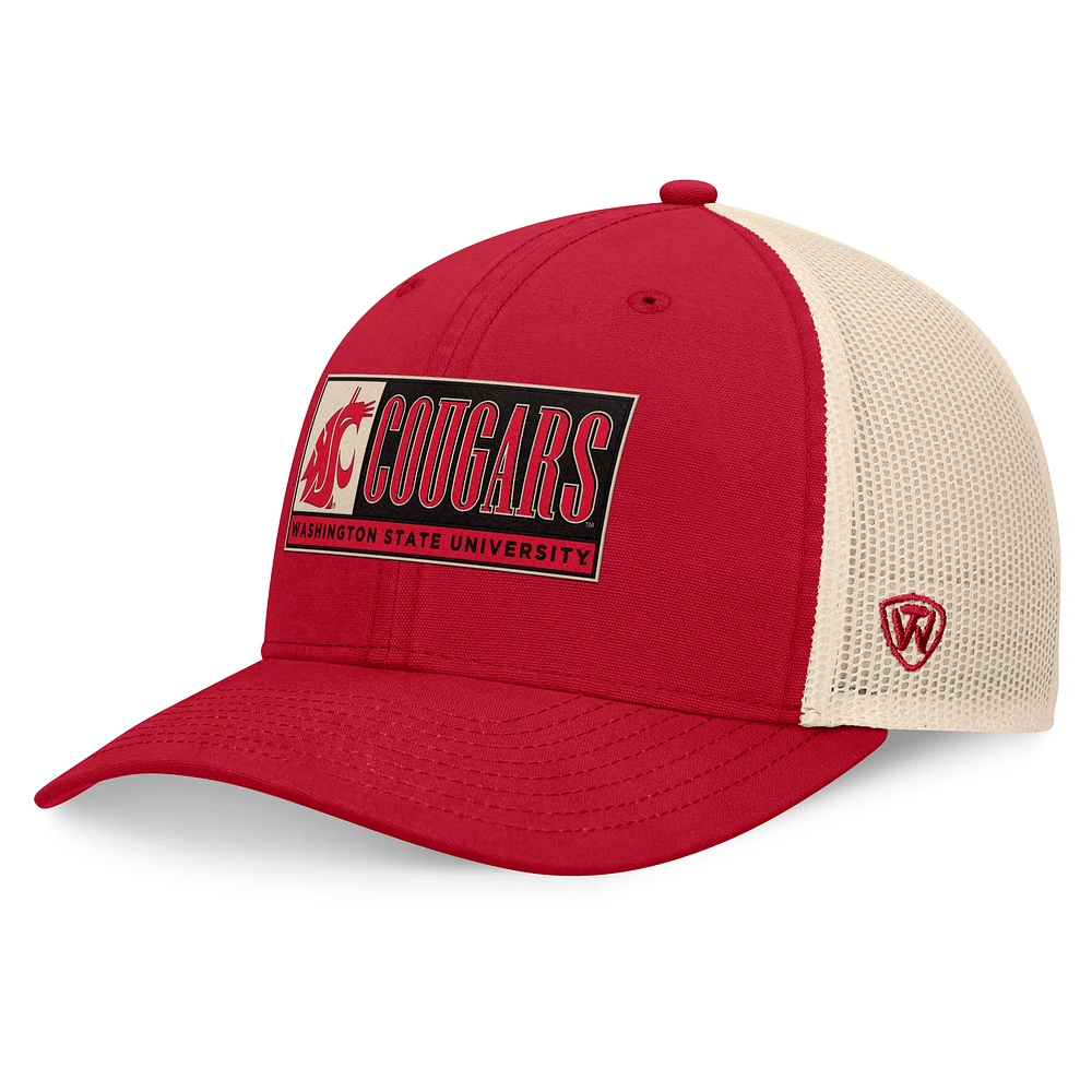 Men's Top of the World Crimson/Natural Washington State Cougars Bennett Trucker Adjustable Hat