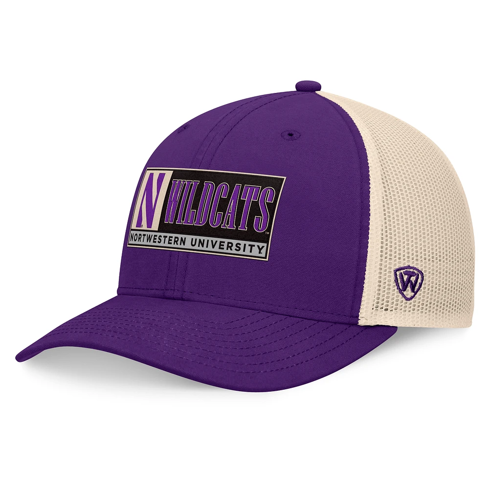 Men's Top of the World Purple/Natural Northwestern Wildcats Bennett Trucker Adjustable Hat