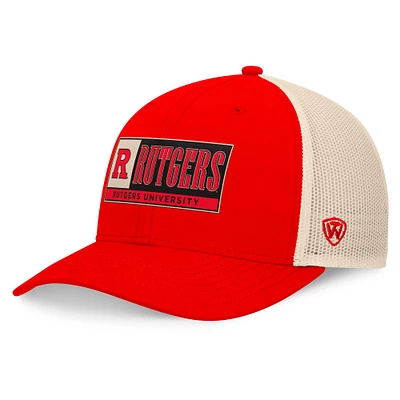 Men's Top of the World Scarlet/Natural Rutgers Scarlet Knights Bennett Trucker Adjustable Hat