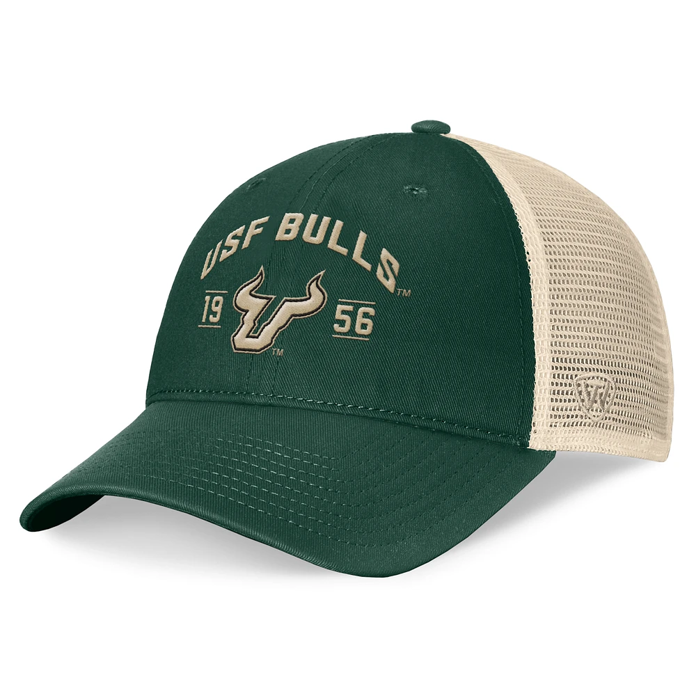 Men's Top of the World Green South Florida Bulls Heritage Waylon Trucker Adjustable Hat