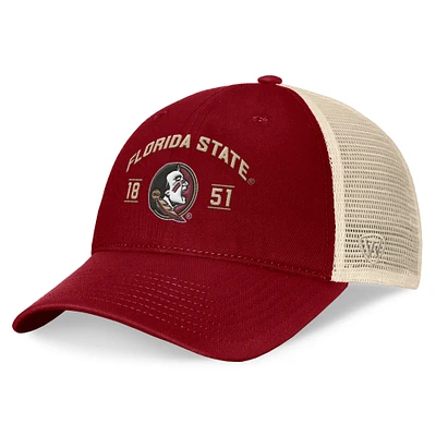 Men's Top of the World Garnet Florida State Seminoles Heritage Waylon Trucker Adjustable Hat