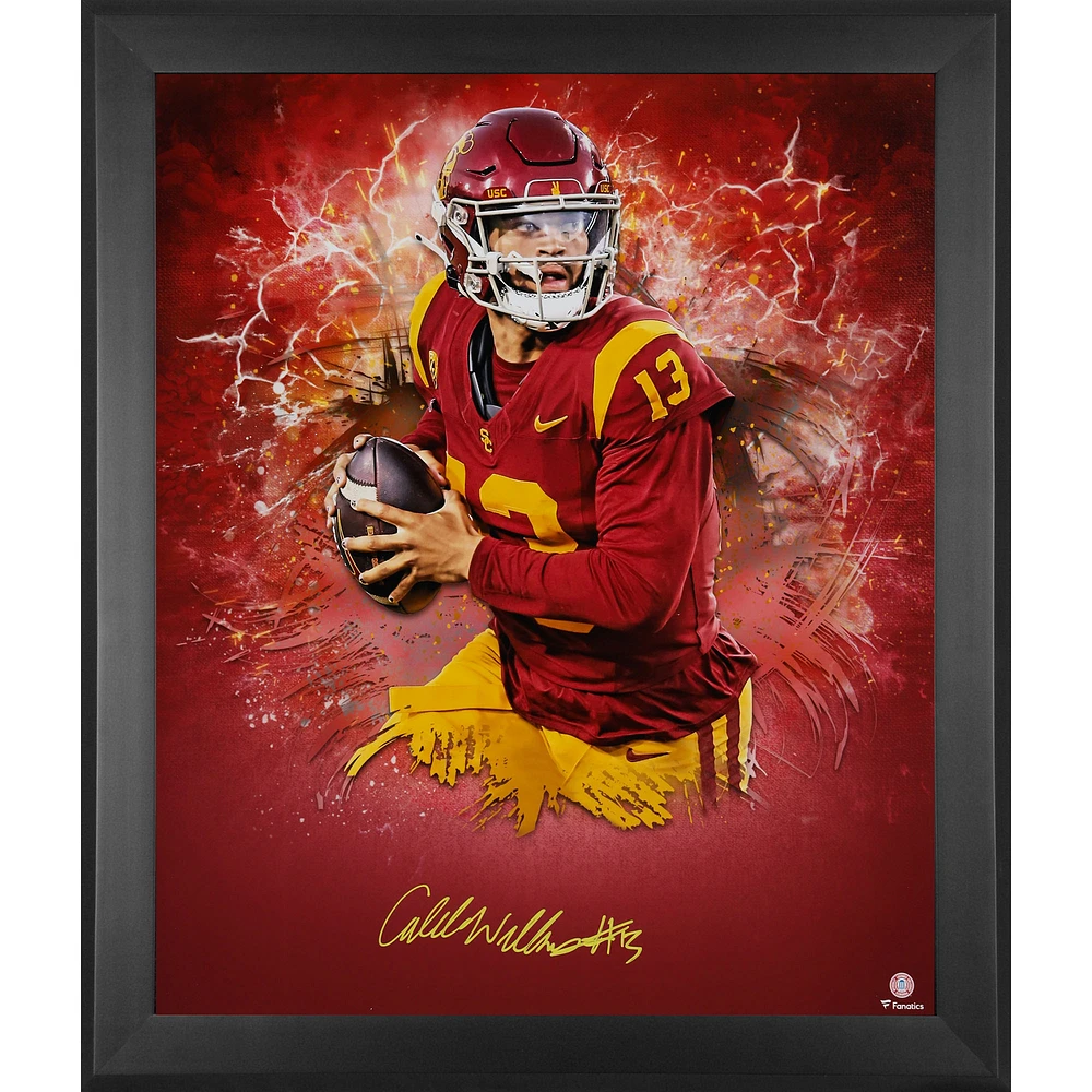 Caleb Williams USC Trojans Autographed Framed 20" x 24" Red In Focus Photograph