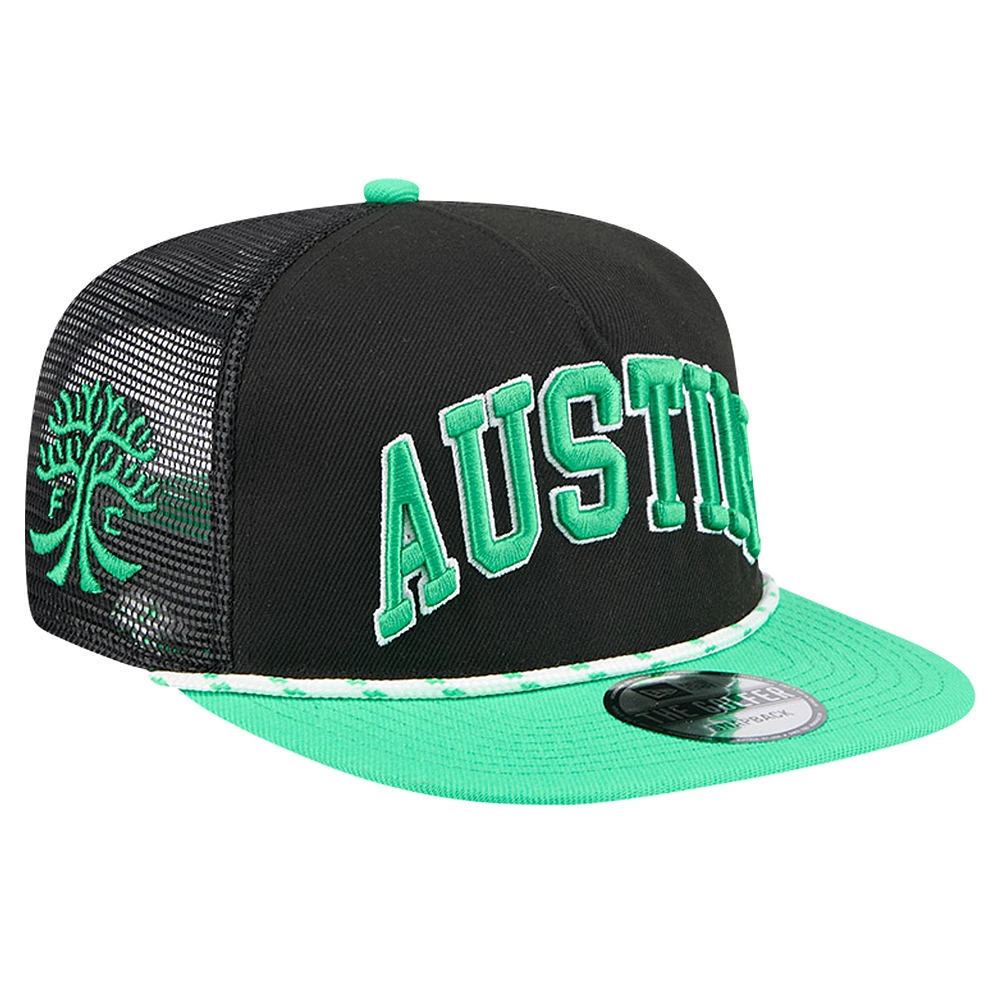 Men's New Era Black Austin FC Throwback Golfer Snapback Hat