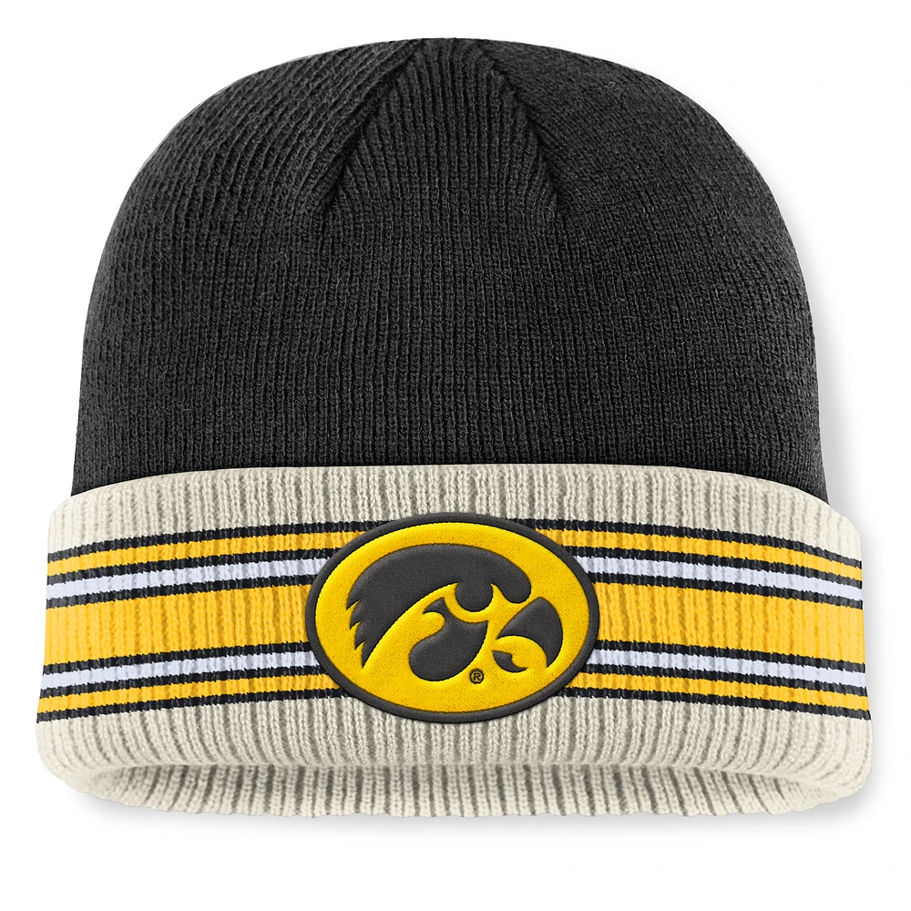 Men's Top of the World Black Iowa Hawkeyes Silas Cuffed Knit Hat