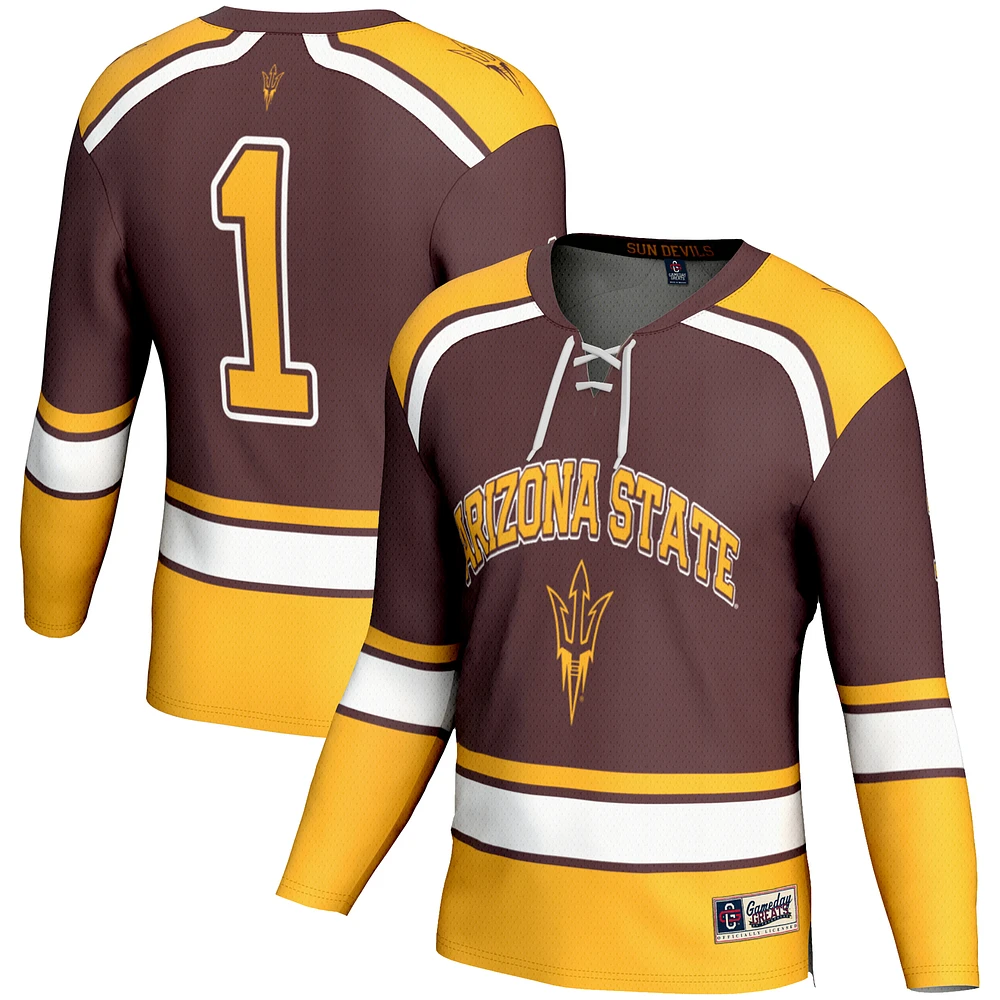 Men's GameDay Greats #1 Maroon Arizona State Sun Devils Men's Ice Hockey Fashion Jersey