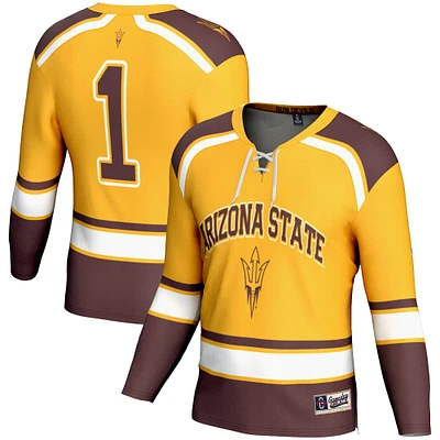 Men's GameDay Greats #1 Gold Arizona State Sun Devils Ice Hockey Fashion Jersey