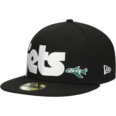 Men's New Era Black York Jets Checkered Undervisor 59FIFTY Fitted Hat