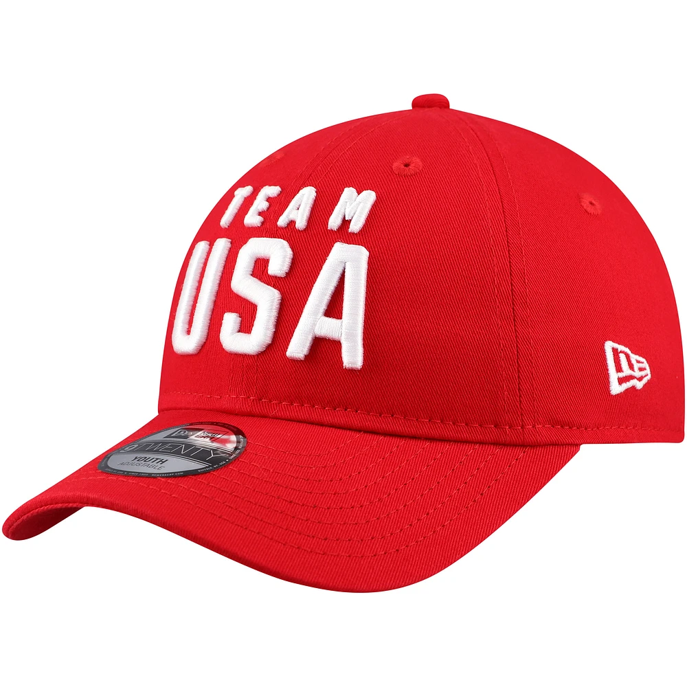 Youth New Era Red Team USA Chant 9TWENTY Adjustable Hat